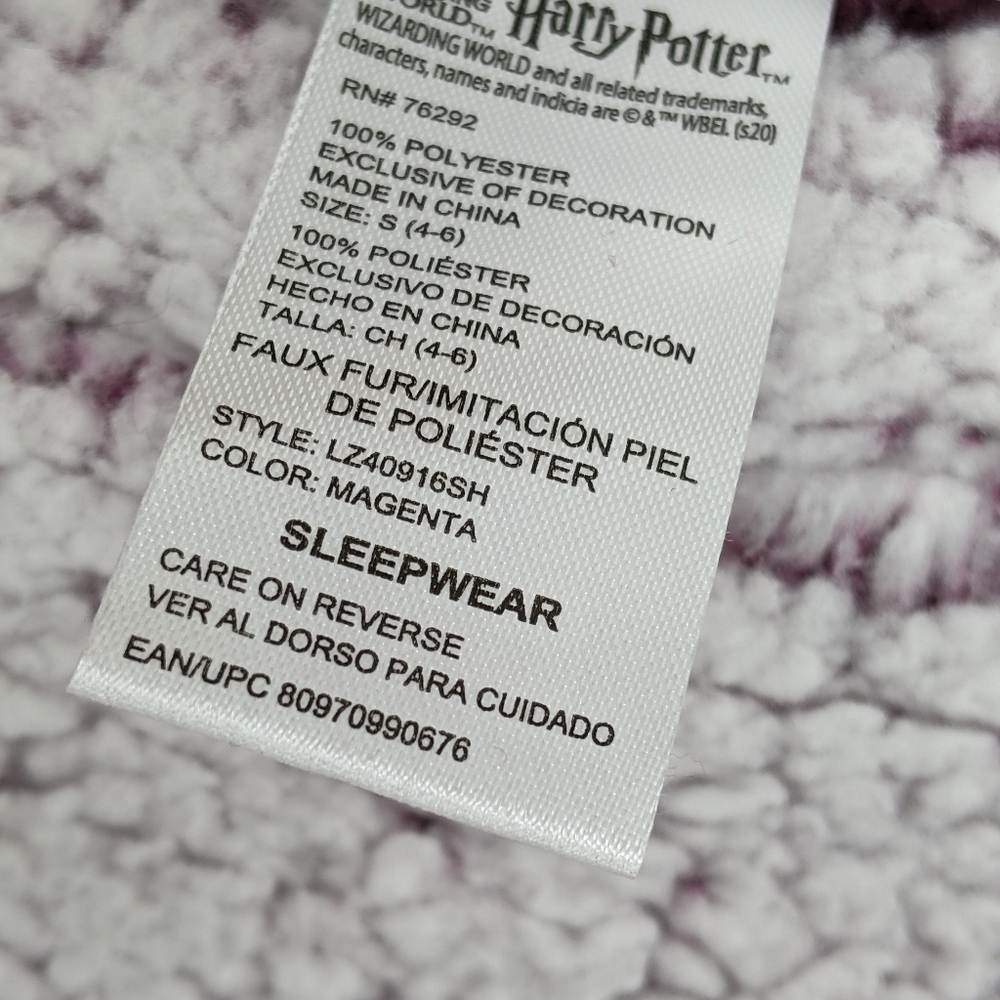 Harry Potter Wizarding World Fleece Sleep Top S - Picture 8 of 9